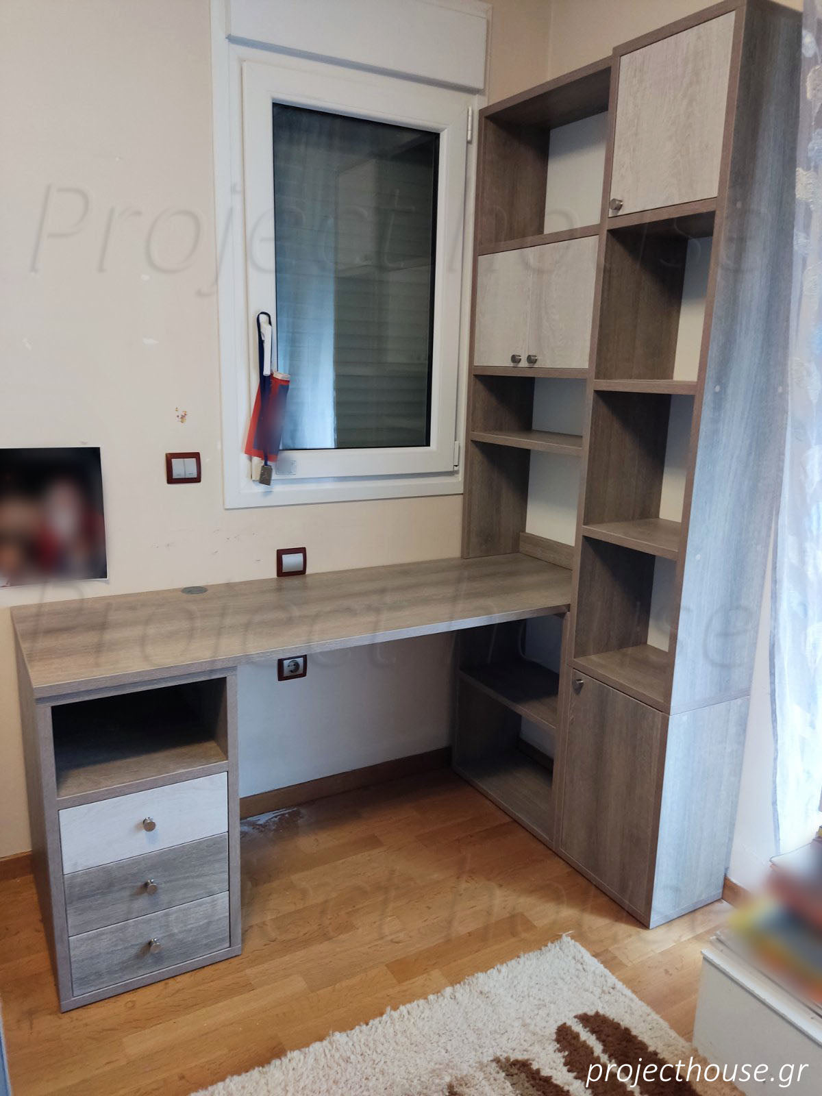 Γραφείο με βιβλιοθήκη γωνία