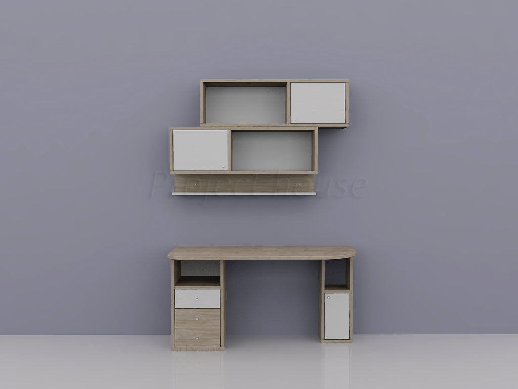 minimal γραφείο με βιβλιοθήκες
