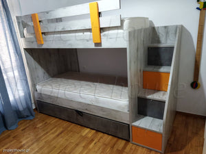 Κουκέτα με 3 κρεβάτια γκρι πορτοκαλί